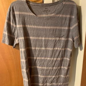 BDG Urban Outfitters Gray Stripe Wide Neck Enclosure T-Shirt